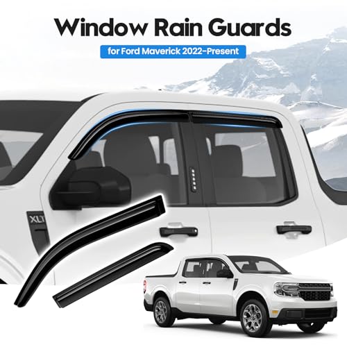 Image of Maverick Rain Guard - Window Visors for Ford Maverick 2022-2025 2026, Out-Channel Side Window Rain Guards for Maverick Accessories, 4PCS, Black, Car Accessories