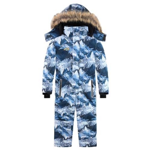Image of AFILOK Kid's Winter Overalls Ski Suits Boy's and Girl's Waterproof Snowboard Jumpsuits One Piece Snowsuit Jackets Coats