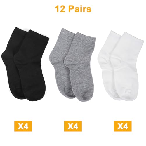 Women's Athletic Crew Socks, 6 or 12 Pairs, Size 5-9, Black White Gray3