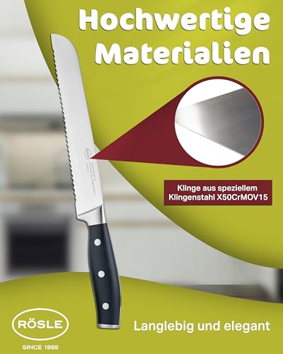 RÖSLE Brotmesser Tradition 20cm - Hochwertiges und scharfes Brotmesser mit Wellenschliff, Küchenmesser zum Schneiden von Brot… – Ansicht 4