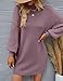 ZESICA Women's Spring Turtleneck Sweaters Dress Oversized Long Lantern Sleeve Casual Knit Pullover Short Dresses,DarkViolet,Medium
