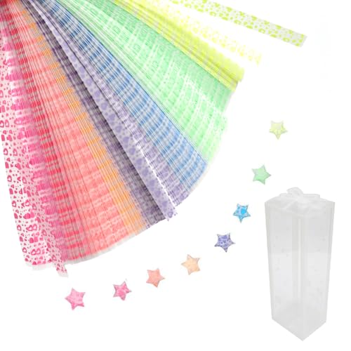 LNSYSNS 420 Stück Star Paper Paper Star Strips mit Muster mit Aufbewahrungsbox Papierstreifen zum Basteln für Basteln und Raumgestaltung