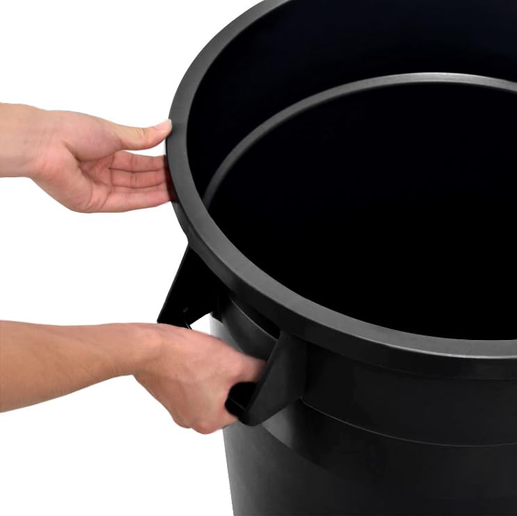 Miniatura 3 de Bote de basura comercial redondo. Contenedor de basura para el hogar, aceras, junto a la carretera, lata multiusos para exteriores (32 galones,