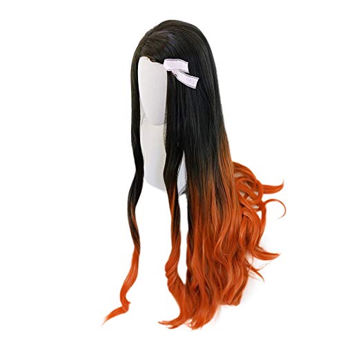 Miniatura 4 de Peluca para Nezuko Kamado peluca larga Cosplay traje anime resistente al calor pelo sintético mujeres moda pelucas REYHS