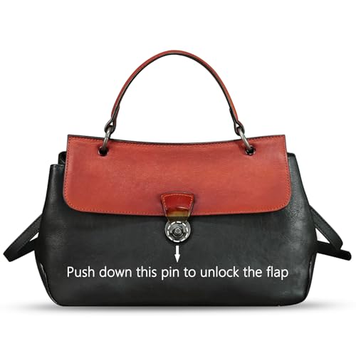 Image of Genuine Leather Handbag Satchel for Women Retro Leather Crossbody Bag Pouch Vintage Ladies Handbag Purse