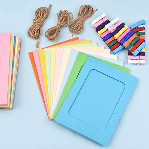 Pinsheng 30 Stück Papier Fotorahmen, Papier Bilderrahmen 6 x 4 Zoll Bildmatten mit Mini-Holzklammern und Schnur… – Bild 5