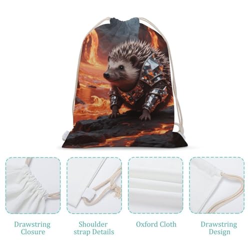 Iamond - Armored Hedgehog Drawstring Backpack Gym Bag Lightweight Sackpack Gift for Hiking Travel Beach Shopping4