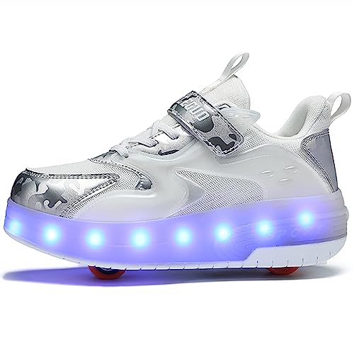 Boys Girls Roller Sneakers Shoes with 2 Wheels 16 LED Light Model Rechargeable Retractable Skateboarding Wheels for Beginner More Balanced Party Birthday Christmas Best Gift3