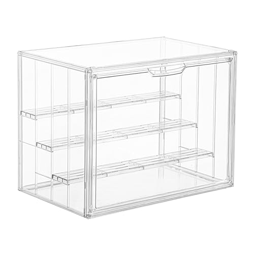 Display Case for Collectibles 4 Layer Updated Adjustable Acrylic Display Case with Magnetic Door Clear Stackable Display Box Hobby Display Cases for Figures, 1 Pack