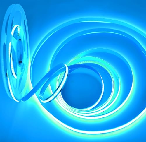 Image of COB Strip Lights,DC12V 16.4ft /5m Super Bright Dimmable 32000LM LED Light Strips, High Density Non-Waterproof 1600 LEDs Ribbon Light, More Evener Lighting Than SMD Strip Lights (Ice Blue)