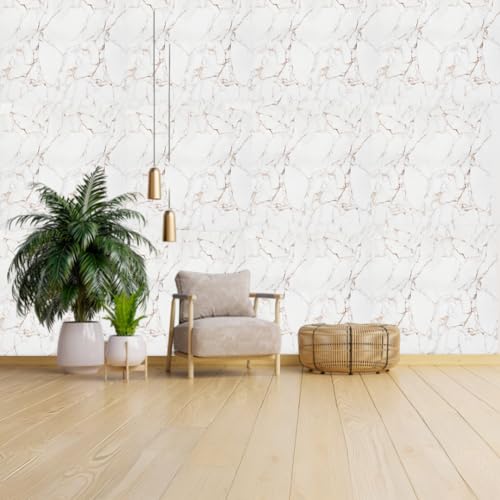 Image of NFINITY Decor White & Golden Marble UV Wall Panels - Self Adhesive Waterproof 3D Wall Stickers | 60x60 cm Marble Texture Sheets for Home & Office Walls, Furniture & Kitchen (Pack of 15)