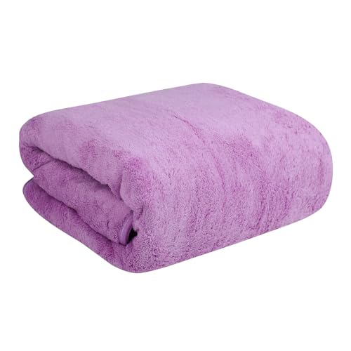 Image of Fezora Microfiber Bath Towel for Men & Women - Large Size 70x140 cm, 400 GSM, Ultra Soft, Quick Dry, Lightweight & Super Absorbent Towel for Bathroom, Gym, Spa, Travel & Swimming (Purple)
