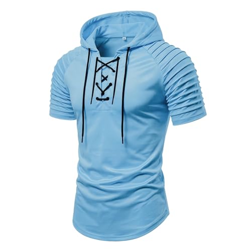 T-shirt respirant pour entraînement de gym athlétique à capuche homme avec lacets