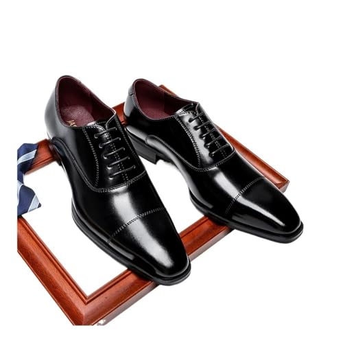Men's Leather Shoes Business Wedding Shoes Commuting Three Joint Square Head Leather Shoes Oxfords(Black,47)