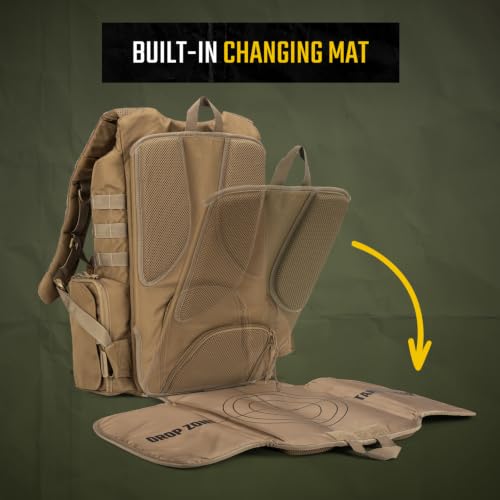 Image of Tactical Baby Gear Daypack Tactical Diaper Bag Backpack for Dads - MOLLE compatible, Built-in Changing Mat, Stroller Straps (Coyote Brown 4th Gen)