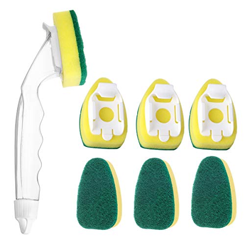LIUMY Dishwand Sponges, 1 Dish Wand and 7 Refills Sponges, Dish Scrubber Dishwashing Wand Sponge for Kitchen, Sink