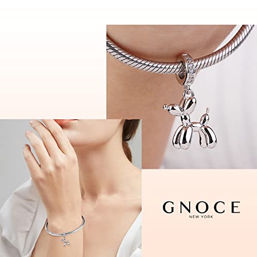 Image of GNOCE Pet Dog Bowl Bead Charm For Women, S925 Sterling Silver Bead Charm NecklaceBracelet for Her, Jewelry Gift