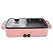 2 en 1 portátil Parrilla eléctrica, 1200W eléctrico Cubierta Shabu Shabu Hot Pot con Barbacoa Cacerola Antiadherente para 2-6 Personas Reuniones,Rosado