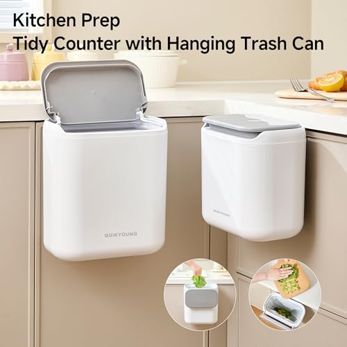 Caneca de Basura Blanca con Tapa, 1.8 Galones, Montada en Pared miniatura 7