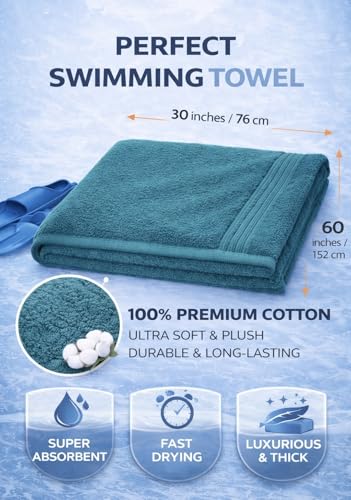 Image of Fitness Mantra Cotton Bath Towel 650 GSM | Heavyweight, Soft & Absorbent | Quick Dry | Large 30 x 60 Inch Towel for Daily Bath Use | 1 Peace| Dark Teal|