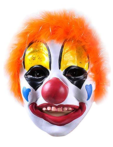Clown Mask with Colorful Hair Scary Latex Mask Halloween Horror Cosplay Costume Prop