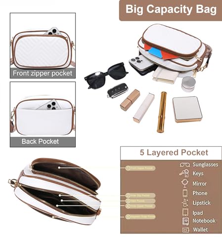 Small Quilted Crossbody Bags,Women Vegan Leather Shoulder Handbags Purses With Pattern Woven Strap4