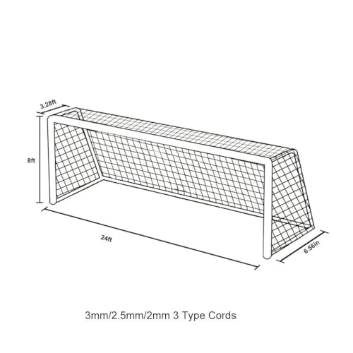 Image of Aoneky Soccer Goal Net - 24 x 8 Ft - Full Size Football Goal Post Netting - NOT Include Posts (24 x 8 Ft - 2.5 mm Cord)