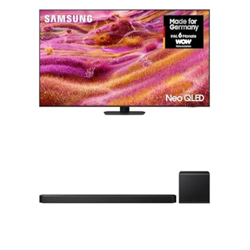 Samsung Neo QLED 4K TV QN90F 55 Zoll (138 cm) Mini LED AI Fernseher mit Glare Free HW-Q810GF Q-Serie 5.1.2-Kanal-Soundbar mit kabellosem 6,5-Subwoofer, Dolby Atmos, DTS:X und SpaceFit Sound