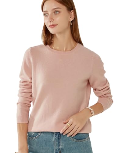 Image of 100% Pure Cashmere Crewneck Sweater for Women Long Sleeve Warm Soft Lightweight Knit Pullover