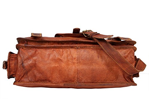 Vintage Crafts Leather Handmade Briefcase Messenger Laptop Computer Office Satchel Best Brown Full Grain Large Bag #TOP2