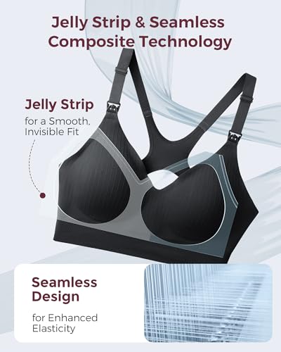 Momcozy Nursing Bras for Breastfeeding, Ribbed Maternity Bra with Racerback, Soft Stretchy Nursing Sports Bra for Yoga2