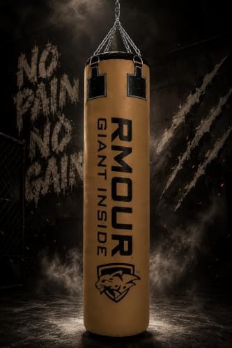 Image of RMOUR Unfilled PU Punching Bag for Boxing MMA Sparring Punching Training Kick Boxing Muay Thai with Hanging Chain (Brown, 6 Feet)