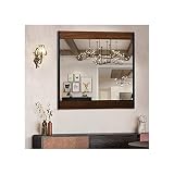 JCWH Farmhouse Wood Industrial Bathroom Mirror,Accent Mirror, Rustic Mirrors, with 20" Square Metal