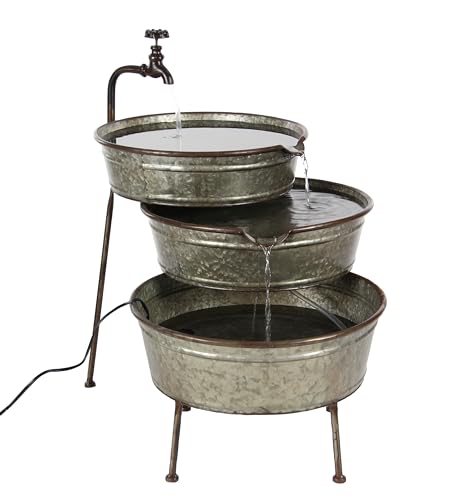 Deco 79 Metal Fountain Adjustable Tiered Bowl Faucet , 30" x 21" x 26", Gray by deco 79 - Used condition - US$47.17