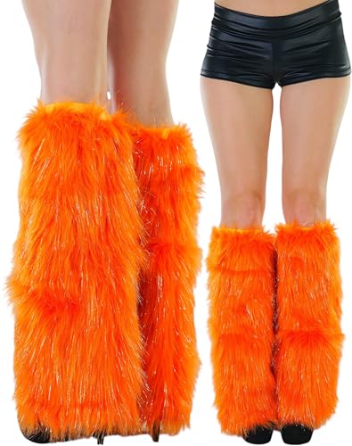 Image of ToBeInStyle Women's Faux Vibrant Fur Retro Daring 60' Inspired Ravewear Knee High Leg Warmers