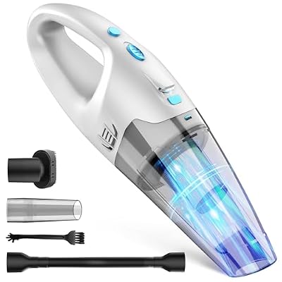 FUOAYOC Handheld Vacuum Cordless,Car Cordless Rechargeable, 6KPA Powerful Suction Hand Held Vacuum with LED Light/Multi Accessories, 1.6lbs Mini Portable Vacuum Cleaner for Home/Car/Office Cleaning