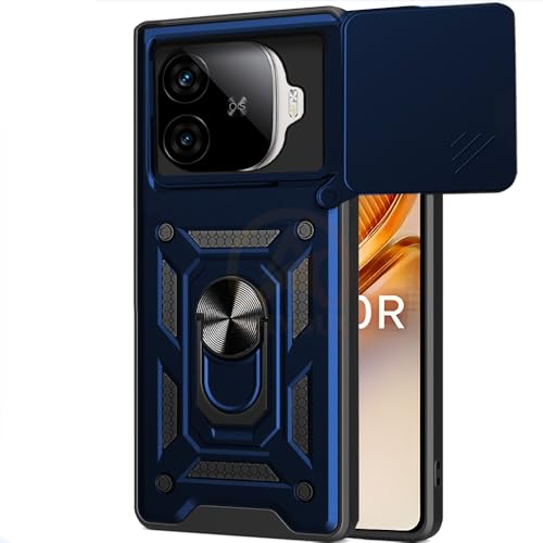 Image of Armor Bumper Back Cover Case for iQOO Neo 10R 5G Rotating Camera Cover, Ring Holder & Kickstand | Heavy Duty & 360 Degree Protection iQOO Neo 10R 5G Back Cover (Blue)
