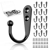 ZAYBOD 15Pcs Black Wall Mounted Coat Hooks, Hanger Hook with 30 Pieces Screws for Hanging Hat, Towel, Key, Robe, Coats, Scarf, Bag, Cap, Coffee Cup, Mugs