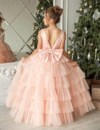 Gorgeous Tulle Flower Girl Dresses for Wedding Sleeveless Elegant Toddler Girl Tutu Pageant Ball Gowns with Belt FAY114