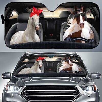 Pare-brise voiture universel avec motif chevaux drôles protège votre auto