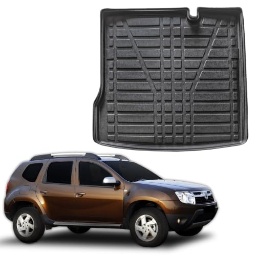 SCOUTT Tapis De Coffre sur Mesure pour Dacia Duster 2WD 2010-2017, Noir, Antidérapant, Bord Haut, Toutes Saisons