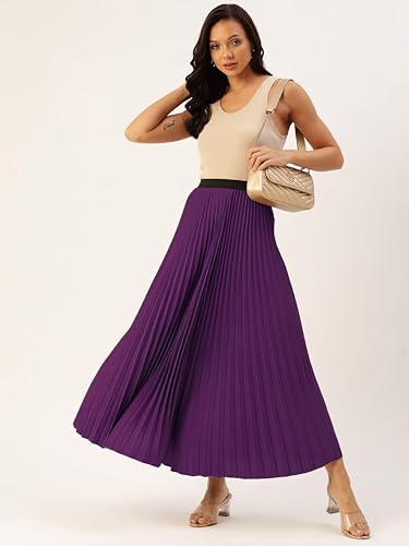 Image of ZWERLON | Women Accordian Pleat Maxi Flared Skirt