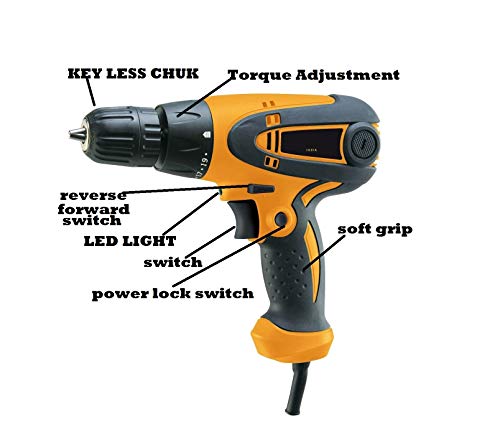 Image of MLD Screw Driver Cum Drill Machine 10mm Electric with Reverse Forward and Torque Adjustment Facility - (Colours as per Availability), Multi