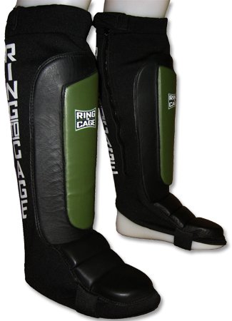Ring to Cage GelTech MMA Grappling Shin Instep - Coverd Back - Zip Closure-X-Large