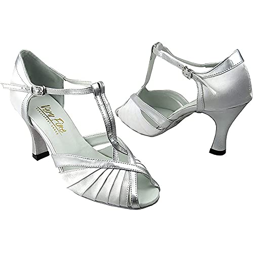 Very Fine Women's Ballroom, Salsa, Latin, Tango, Waltz, Swing Dance Shoe, Satin White Silver Trim, 7.5 by Very Fine - Used condition - CA$20.63