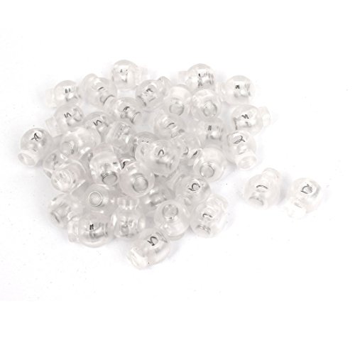 60Stk. Kordelstopper Kordelzug Rucksack Kordelzug Durchsichtig Einloch-Rundkopf Federschnurverschluss Cover