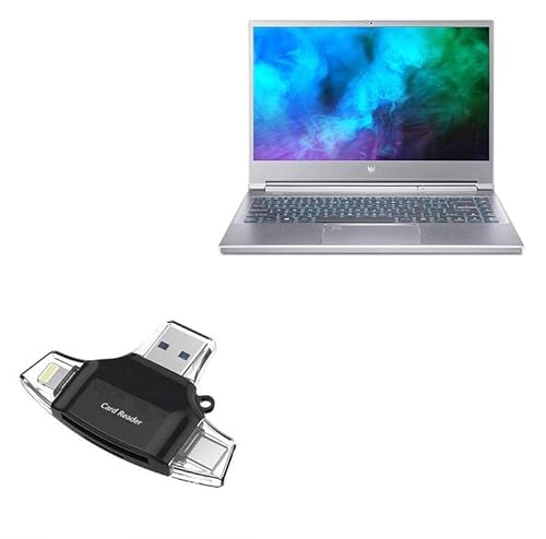 BoxWave Smart Gadget Compatible with Acer Predator Triton 300 SE (PT314-51s) - AllReader SD Card Reader, microSD Card Reader SD Compact USB - Jet Black