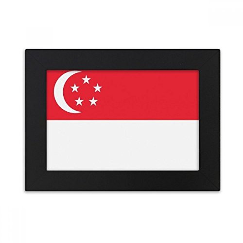 Drapeau national de Singapour Asie en cadre photo noir 5X7 de bureau