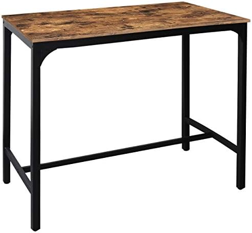 MUPATER 47'' High Bar Table Industrial Dining Table, Tall Counter Height Pub Table for Dining Room, Kitchen or Living Room, 47.2''L x 23.6''W x 41.7''H, Rustic Brown