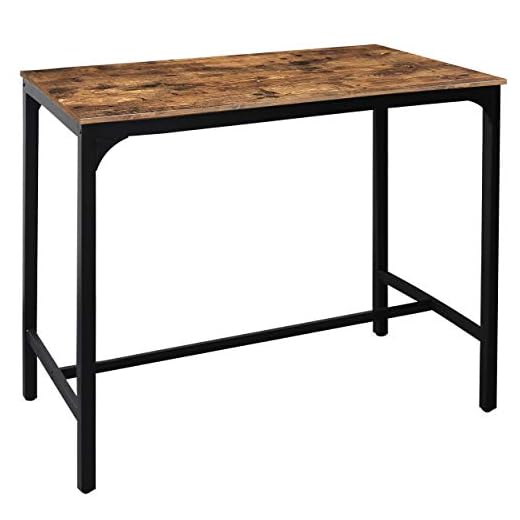 MUPATER 47'' High Bar Table Industrial Dining Table, Tall Counter Height Pub Table for Dining Room, Kitchen or Living Room, 47.2''L x 23.6''W x 41.7''H, Rustic Brown